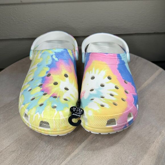 Crocs Classic Mens Size 13 Clogs Pastel Spray Rainbow Tie Dye Slip On Shoes New - Picture 11 of 11